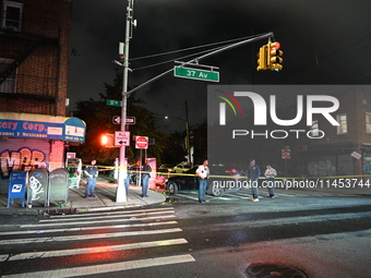 Five people are being injured in a stabbing attack as a result of a dispute at 100th Street and 37th Avenue in Queens, New York, United Stat...