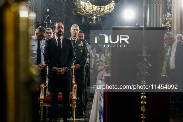 President of Cyprus Nikos Christodoulides is attending the memorial service for Archbishop Makarios III, the first president of the Republic...