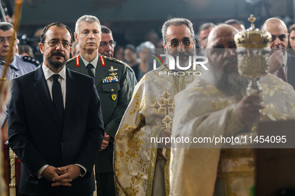 President of Cyprus Nikos Christodoulides is attending the memorial service for Archbishop Makarios III, the first president of the Republic...