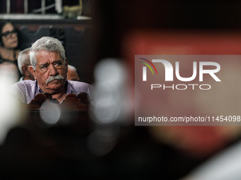 A man is being seen during the service in Kykkos, Cyprus, on August 4, 2024. President of Cyprus Nikos Christodoulides is attending the memo...