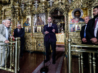 Minister of Labour Yiannis Panayiotou is giving his speech during the service in Kykkos, Cyprus, on August 4, 2024. President of Cyprus Niko...