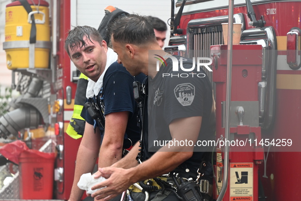 Several people are being injured in a fire in Queens, New York, United States, on August 4, 2024. The fire is being located on the first flo...