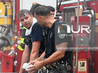 Several people are being injured in a fire in Queens, New York, United States, on August 4, 2024. The fire is being located on the first flo...