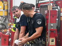 Several people are being injured in a fire in Queens, New York, United States, on August 4, 2024. The fire is being located on the first flo...