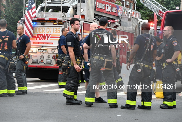 Several people are being injured in a fire in Queens, New York, United States, on August 4, 2024. The fire is being located on the first flo...