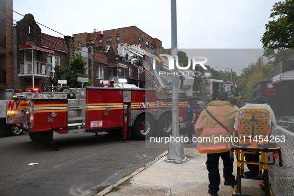 Several people are being injured in a fire in Queens, New York, United States, on August 4, 2024. The fire is being located on the first flo...