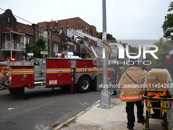 Several people are being injured in a fire in Queens, New York, United States, on August 4, 2024. The fire is being located on the first flo...