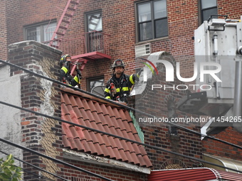 Several people are being injured in a fire in Queens, New York, United States, on August 4, 2024. The fire is being located on the first flo...