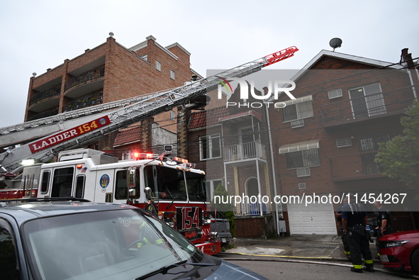 Several people are being injured in a fire in Queens, New York, United States, on August 4, 2024. The fire is being located on the first flo...