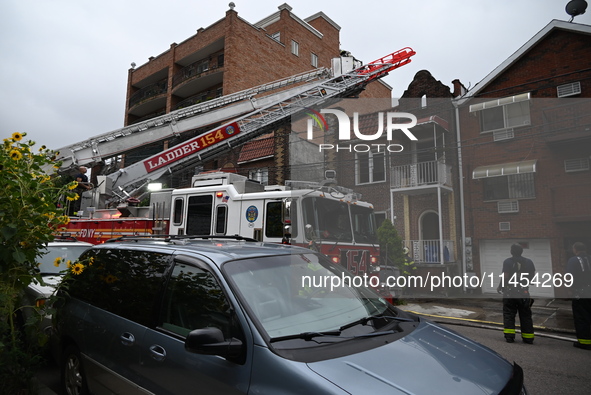 Several people are being injured in a fire in Queens, New York, United States, on August 4, 2024. The fire is being located on the first flo...