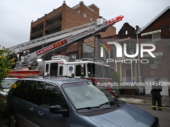 Several people are being injured in a fire in Queens, New York, United States, on August 4, 2024. The fire is being located on the first flo...