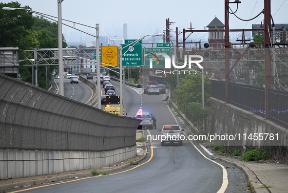 A 32-year-old man is being killed in a hit-and-run on I-280 east in Newark, New Jersey, United States, on August 4, 2024. The victim is oper...