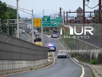 A 32-year-old man is being killed in a hit-and-run on I-280 east in Newark, New Jersey, United States, on August 4, 2024. The victim is oper...