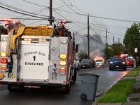 Northeast summer thunderstorms are causing havoc when lightning strikes wires, causing them to fall and a car to catch fire, prompting a mas...