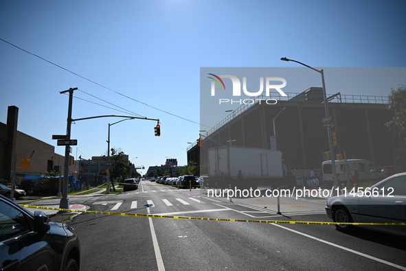 An unidentified male is riding a two-wheel device and is struck and killed by a white box truck in Queens, New York, United States, on Augus...