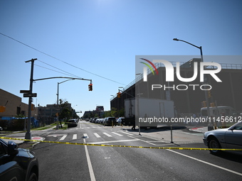 An unidentified male is riding a two-wheel device and is struck and killed by a white box truck in Queens, New York, United States, on Augus...