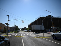 An unidentified male is riding a two-wheel device and is struck and killed by a white box truck in Queens, New York, United States, on Augus...