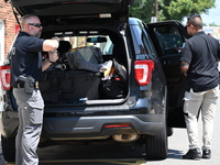 A male victim is being killed in a shooting in North Bergen, New Jersey, United States, on August 5, 2024. Shortly after 9 a.m. on Monday mo...