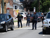 A male victim is being killed in a shooting in North Bergen, New Jersey, United States, on August 5, 2024. Shortly after 9 a.m. on Monday mo...