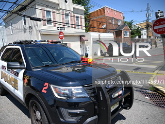 A male victim is being killed in a shooting in North Bergen, New Jersey, United States, on August 5, 2024. Shortly after 9 a.m. on Monday mo...