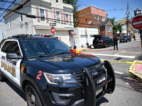 A male victim is being killed in a shooting in North Bergen, New Jersey, United States, on August 5, 2024. Shortly after 9 a.m. on Monday mo...