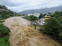 The Bagmati River is flooding in Chovar, Kathmandu, Nepal, on August 6, 2024. Nepal's Meteorological Forecasting Division (MFD) under the De...