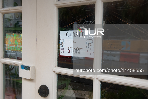 Tropical Storm Debby dropped inches of rain in Charleston, SC, causing businesses to close and prepare for flooding on August 6, 2024. 