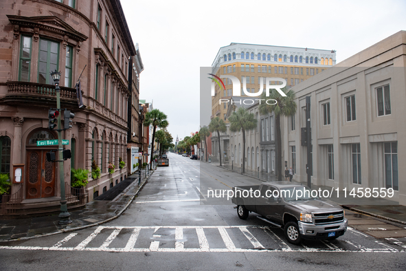 Tropical Storm Debby dropped inches of rain in Charleston, SC, causing businesses to close and prepare for flooding on August 6, 2024. 