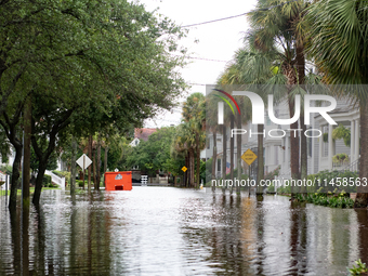 Tropical Storm Debby dropped inches of rain in Charleston, SC, causing businesses to close and prepare for flooding on August 6, 2024. (