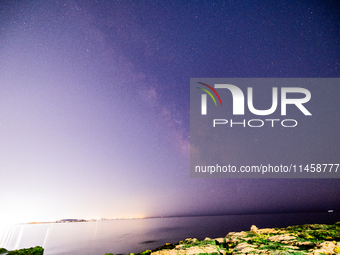 A view of the Milky Way near a light-polluted area in Porto Cesareo, Italy, on August 6, 2024. (