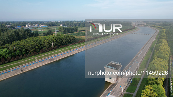 The Tanzhai Village section of the first phase of the Middle Route of the South-to-North Water Diversion Project is being viewed in Nanyang,...