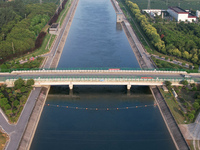 The Tanzhai Village section of the first phase of the Middle Route of the South-to-North Water Diversion Project is being viewed in Nanyang,...