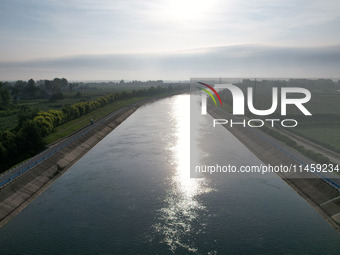 The Tanzhai Village section of the first phase of the Middle Route of the South-to-North Water Diversion Project is being viewed in Nanyang,...