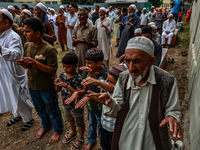 Muslim devotees are taking part in Salatul Istisqa in Sopore, Jammu and Kashmir, India, on August 7, 2024, to pray for an end to the dry hot...