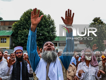 Muslim devotees are taking part in Salatul Istisqa in Sopore, Jammu and Kashmir, India, on August 7, 2024, to pray for an end to the dry hot...