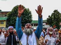 Muslim devotees are taking part in Salatul Istisqa in Sopore, Jammu and Kashmir, India, on August 7, 2024, to pray for an end to the dry hot...