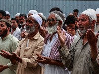 Muslim devotees are taking part in Salatul Istisqa in Sopore, Jammu and Kashmir, India, on August 7, 2024, to pray for an end to the dry hot...