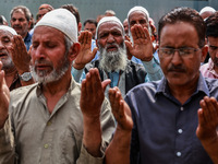 Muslim devotees are taking part in Salatul Istisqa in Sopore, Jammu and Kashmir, India, on August 7, 2024, to pray for an end to dry hot wea...