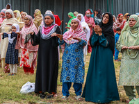 Kashmiri women are praying as Muslim devotees are taking part in Salatul Istisqa in Sopore, Jammu and Kashmir, India, on August 7, 2024, to...