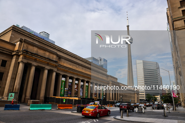 Union Station and CN Tower are being seen in Toronto, Ontario, Canada, on June 12, 2024. 