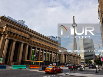 Union Station and CN Tower are being seen in Toronto, Ontario, Canada, on June 12, 2024. (