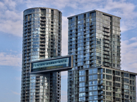 A walkway is leading from tower to tower of condominium buildings in Toronto, Ontario, Canada, on June 12, 2024. (