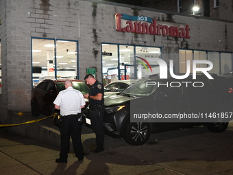 One person is being killed and another is being injured after a stabbing inside a laundromat in Bronx, New York, United States, on August 8,...