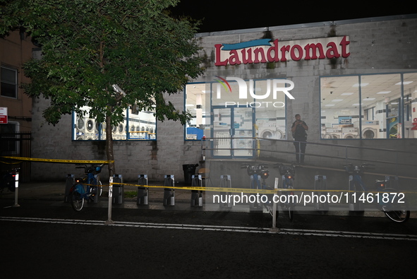 One person is being killed and another is being injured after a stabbing inside a laundromat in Bronx, New York, United States, on August 8,...