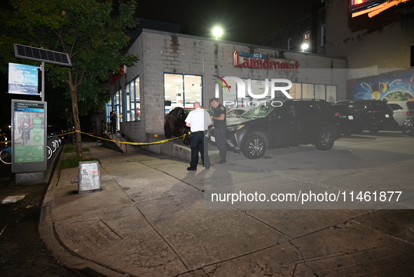 One person is being killed and another is being injured after a stabbing inside a laundromat in Bronx, New York, United States, on August 8,...