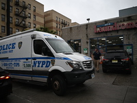 One person is being killed and one person is being injured in a stabbing inside a laundromat in Bronx, New York, United States, on August 8,...