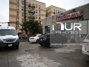 One person is being killed and one person is being injured in a stabbing inside a laundromat in Bronx, New York, United States, on August 8,...