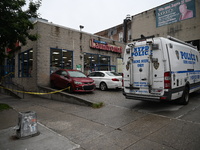 One person is being killed and one person is being injured in a stabbing inside a laundromat in Bronx, New York, United States, on August 8,...