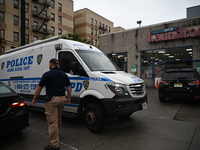 One person is being killed and one person is being injured in a stabbing inside a laundromat in Bronx, New York, United States, on August 8,...