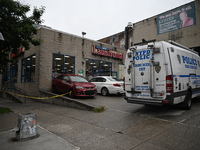 One person is being killed and one person is being injured in a stabbing inside a laundromat in Bronx, New York, United States, on August 8,...